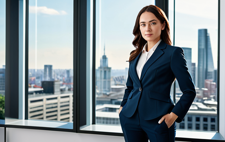 웹 컴포넌트의 분산 시스템 구현 - Business Professional**

"A businesswoman in a tailored, modest blazer and trousers, standing in a b...