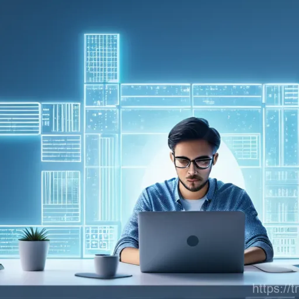 웹 컴포넌트 제작을 위한 프레임워크 비교 - A minimalist, clean digital workspace. In the center, a focused developer, wearing modern tech-casua...