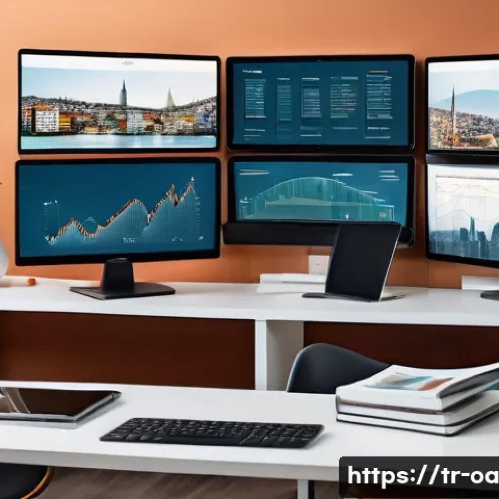웹 컴포넌트와 비즈니스 로직 분리 - A modern, sleek web developer workspace featuring multiple monitors displaying modular UI components...