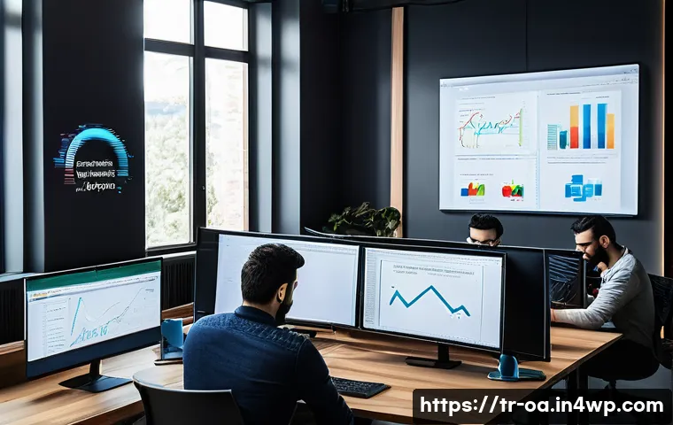 웹 컴포넌트와 커스터마이징 전략 - A modern Turkish software development team collaborating in a sleek office environment, working on m...